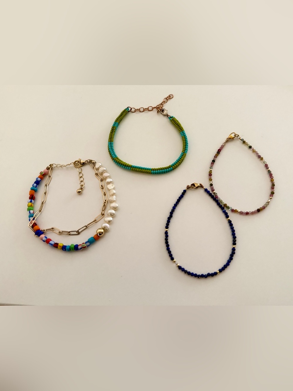 4-Piece Colorful Beaded Bracelet Bundle